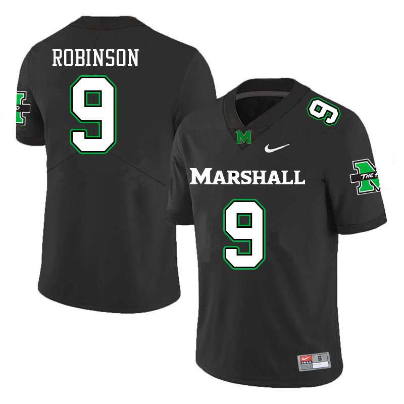 Men #9 Bryan Robinson Marshall Thundering Herd College Football Jerseys Stitched-Black - Click Image to Close